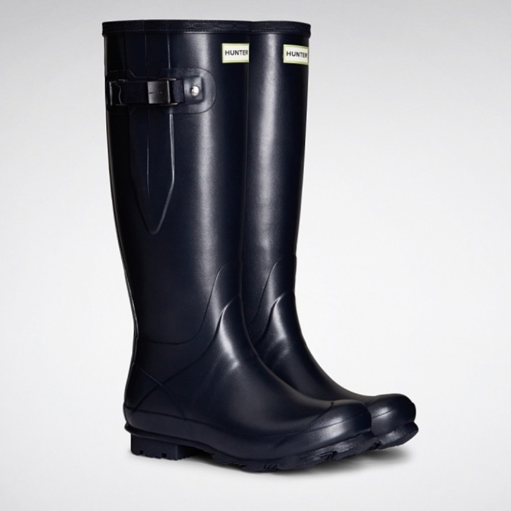 HUNTER Women's Norris Field Side Adjustable Wellington Boots Black Size 7